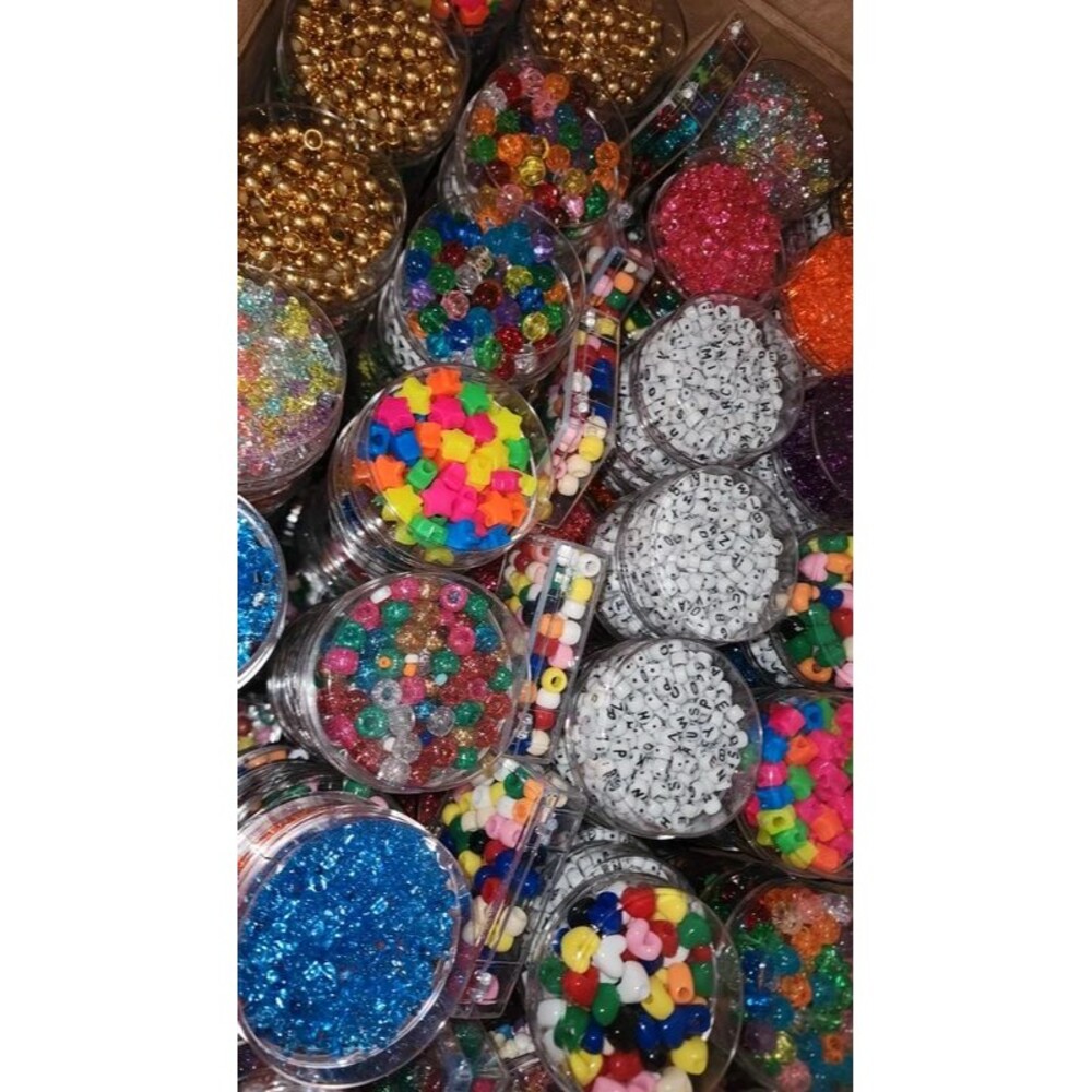 Bundle of 10 Random assorted variety of beads in round containers